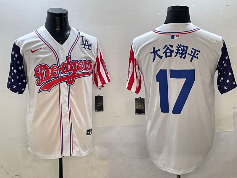 Men Los Angeles Dodgers 17 Ohtani White a generation of national flags Joint name 2025 Nike MLB Jersey style 4